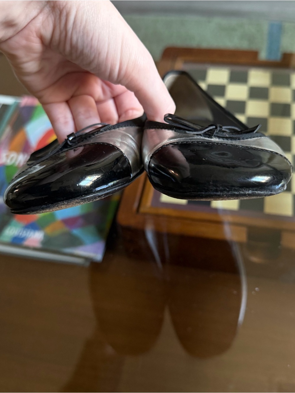 PRADA • metallic silver bow cap toe ballet flats - Picture 6 of 11